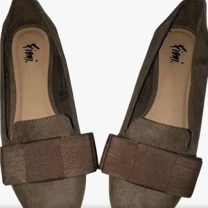 Fioni Taupe Faux Suede Bow Detail Ballet Flats.